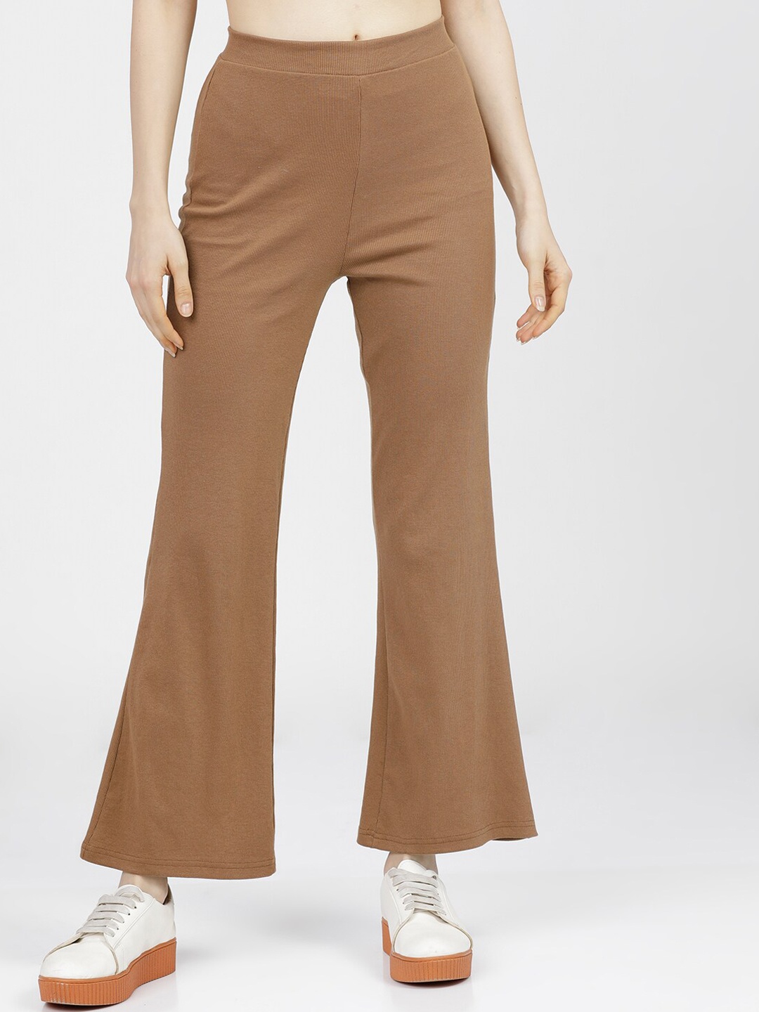 

Tokyo Talkies Women Brown Bootcut Trousers