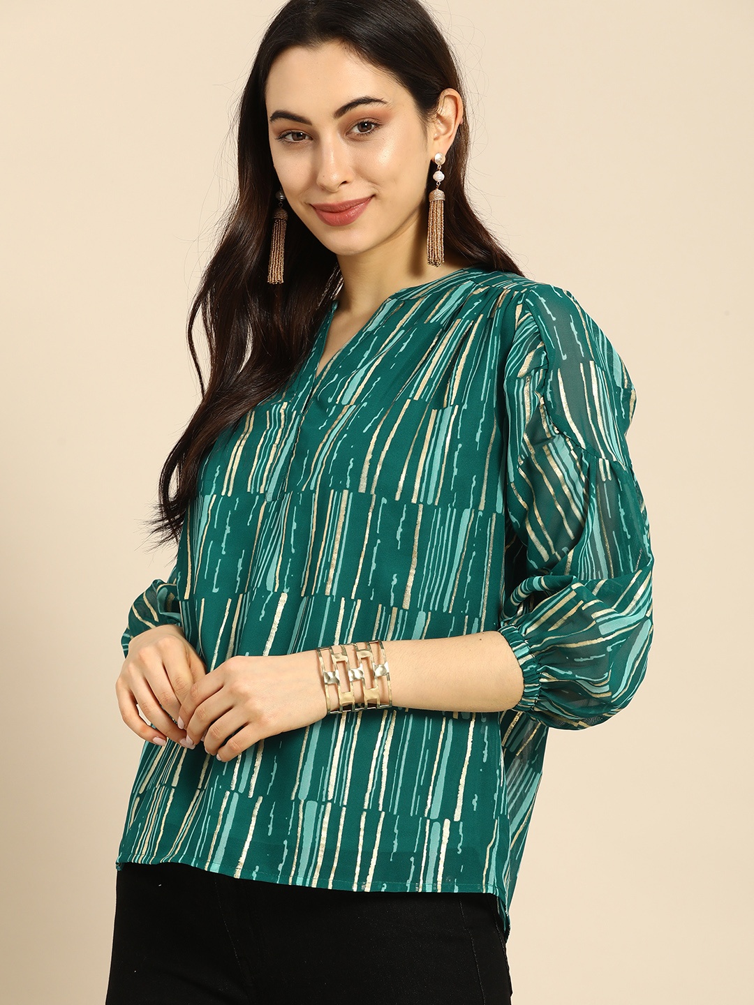 

all about you Green Geometric Print Top
