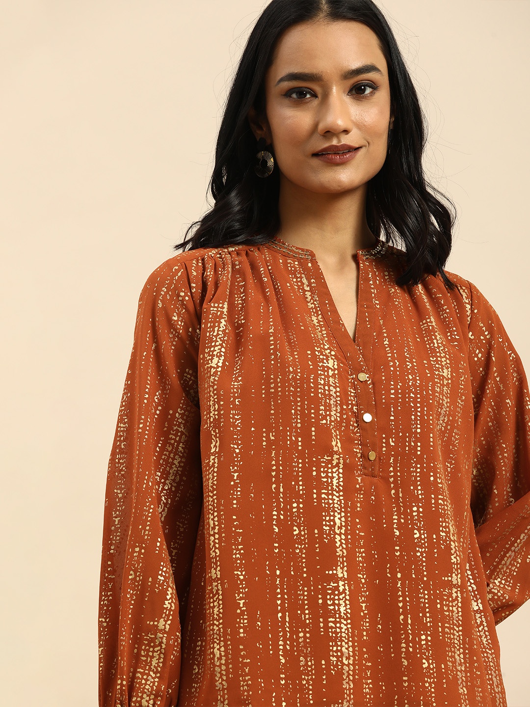 

all about you Orange Printed Top