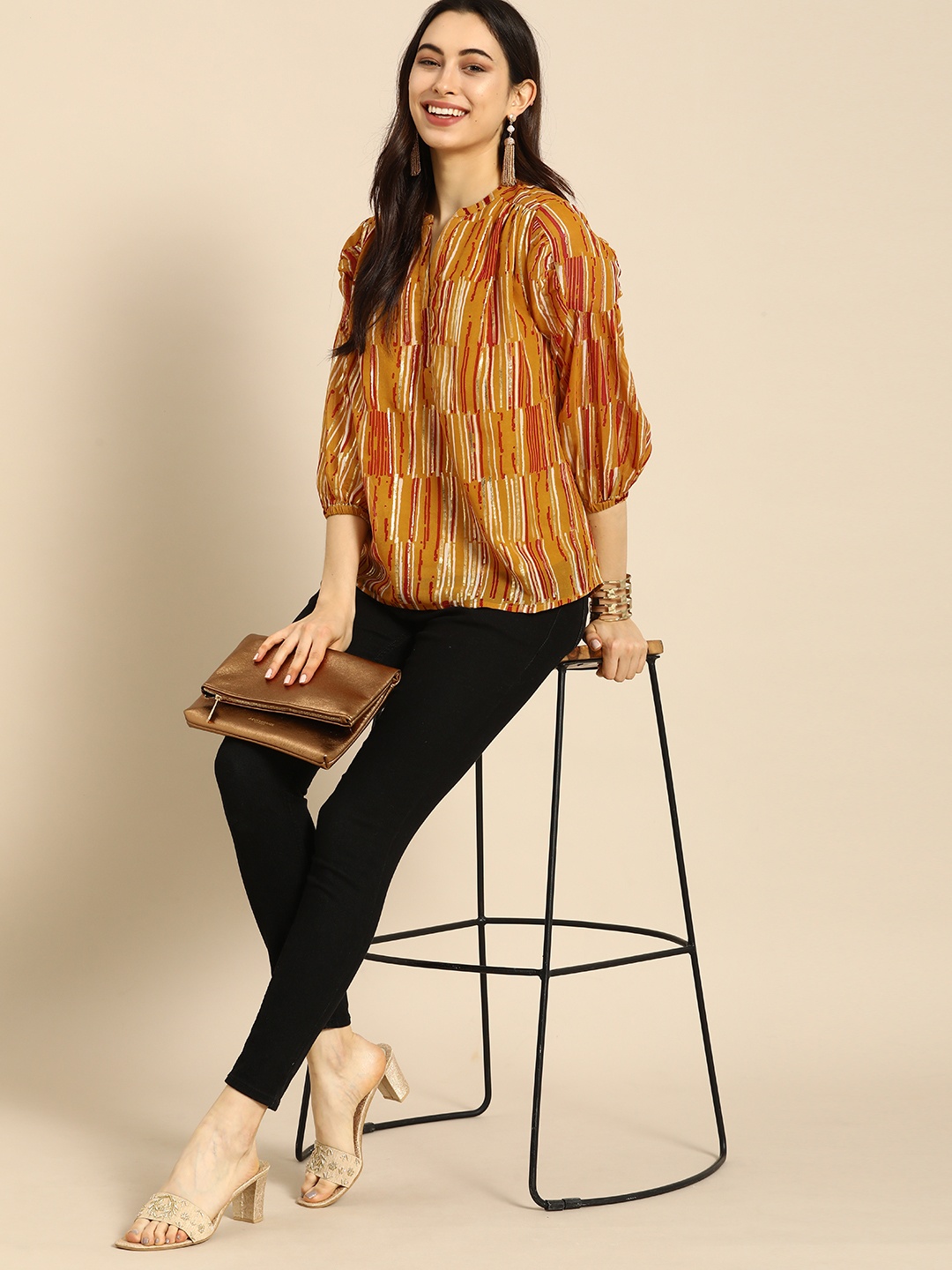 

all about you Yellow Geometric Print Top