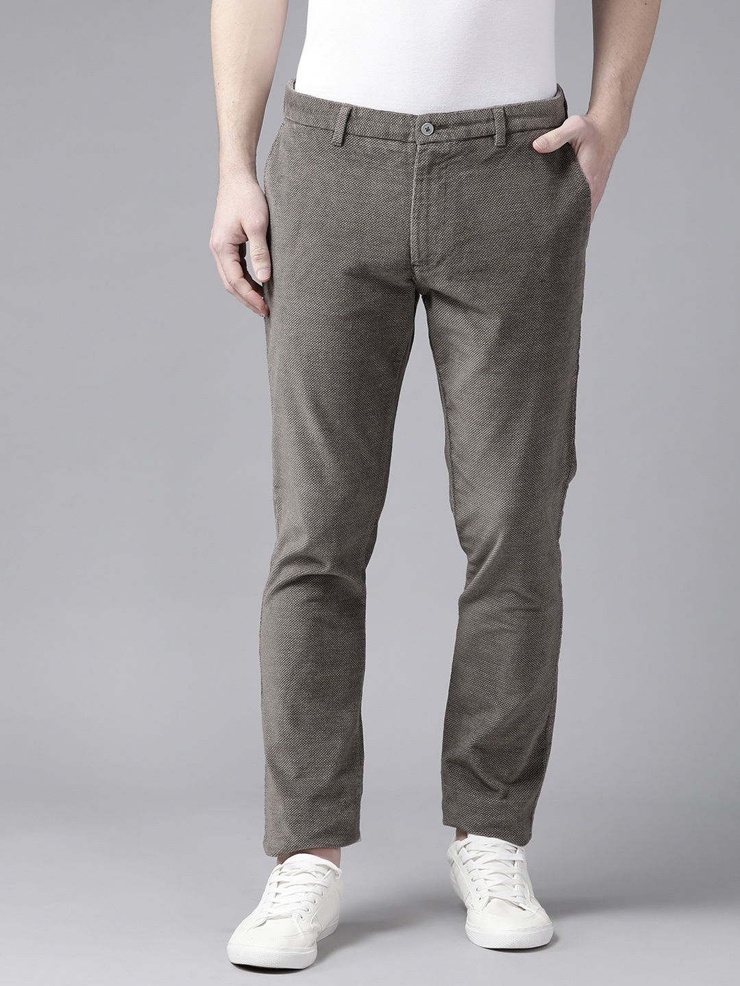 

Blackberrys Men Taupe B-91 Skinny Fit Low-Rise Trousers