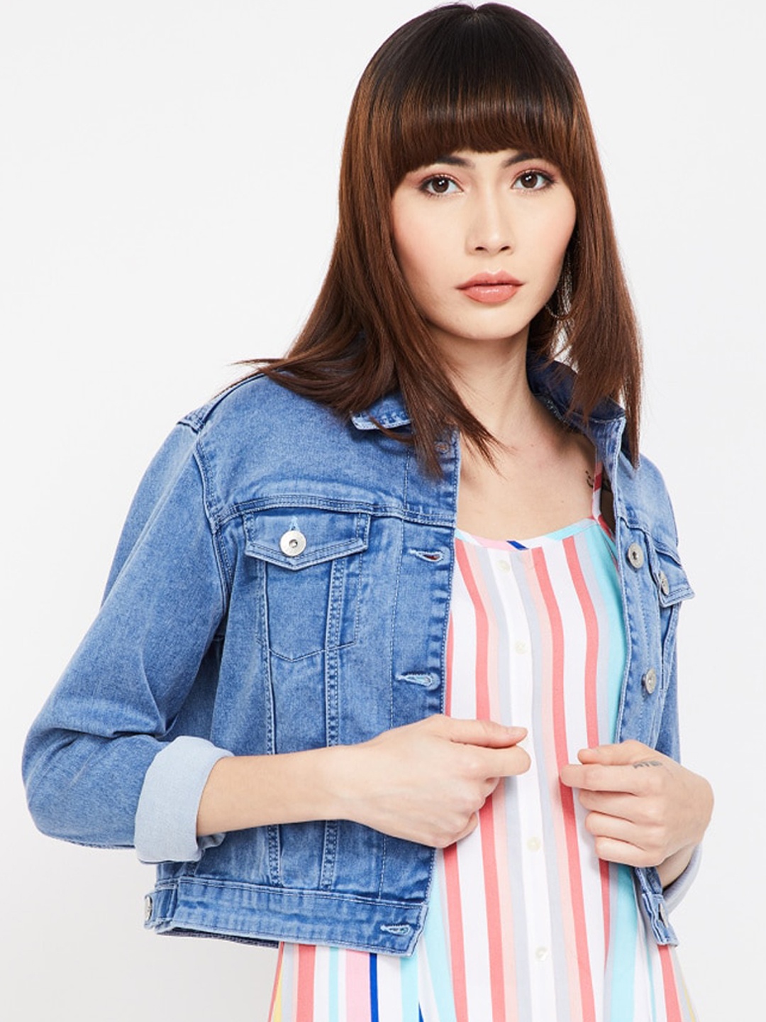 

Xpose Women Blue Washed Denim Jacket