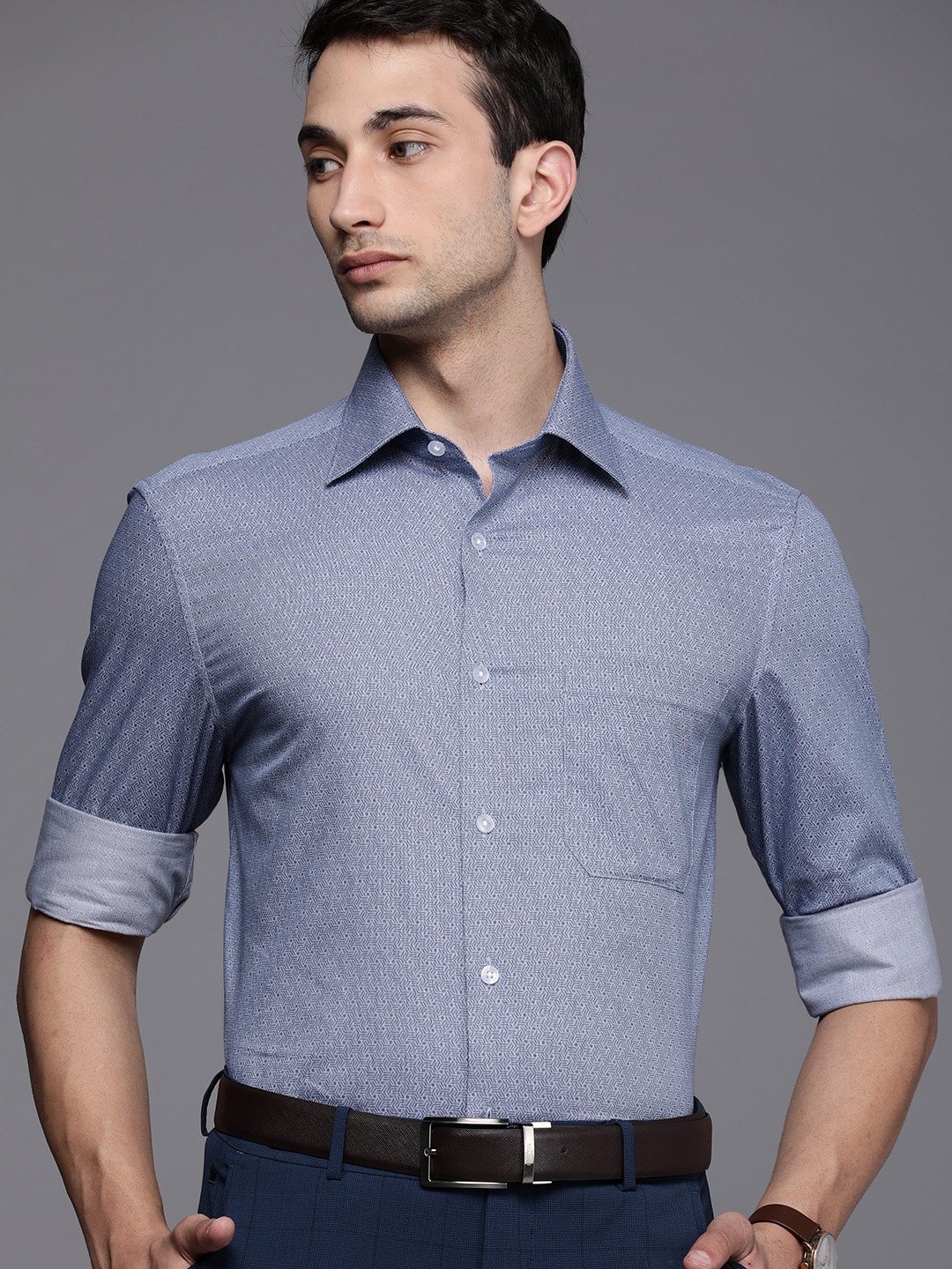 

Louis Philippe Men Blue Printed Classic Fit Formal Shirt