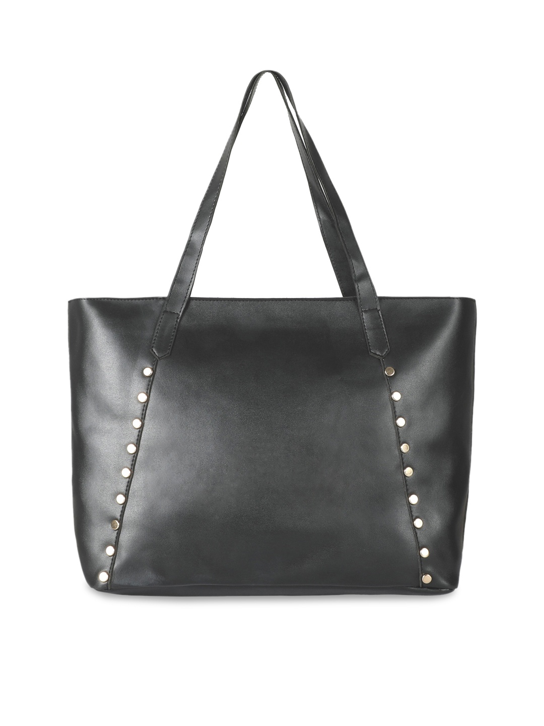 

Toteteca Black Embellished PU Structured Handheld Bag