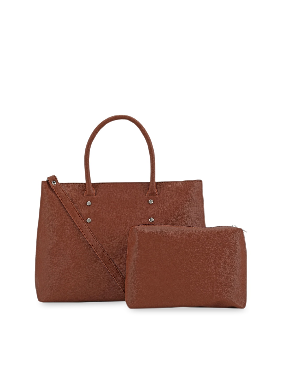 

Toteteca Brown PU Oversized Swagger Tote Bag with Tasselled