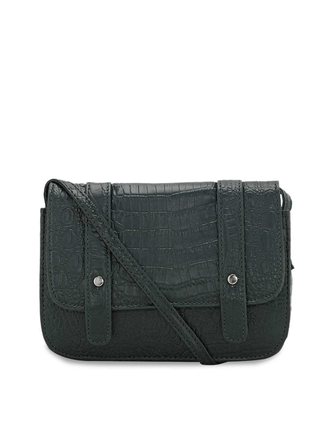 

Toteteca Green Animal Textured PU Structured Sling Bag