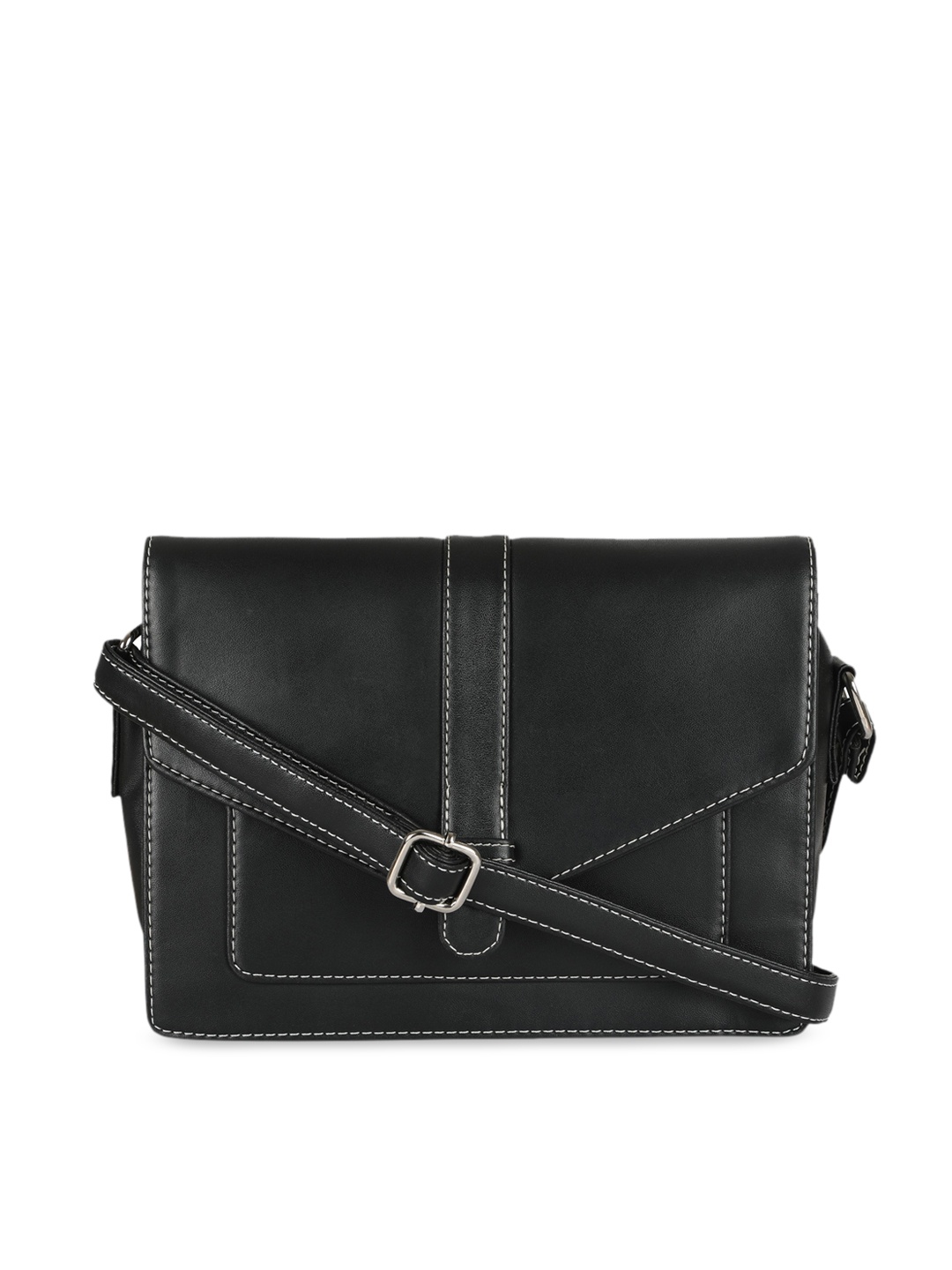 

Toteteca Black PU Structured Sling Bag with Tasselled