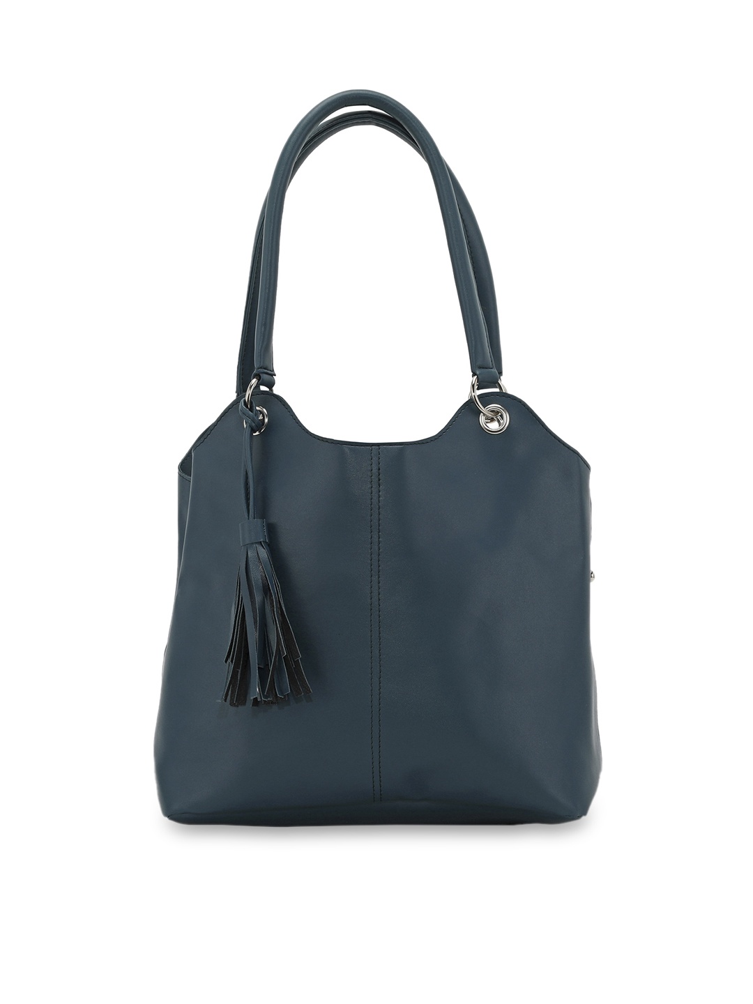 

Toteteca Blue PU Shopper Handheld Bag with Tasselled