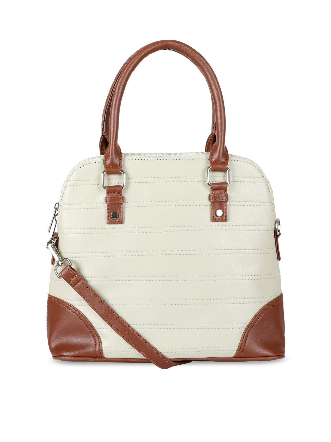 

Toteteca White PU Structured Handheld Bag with Quilted