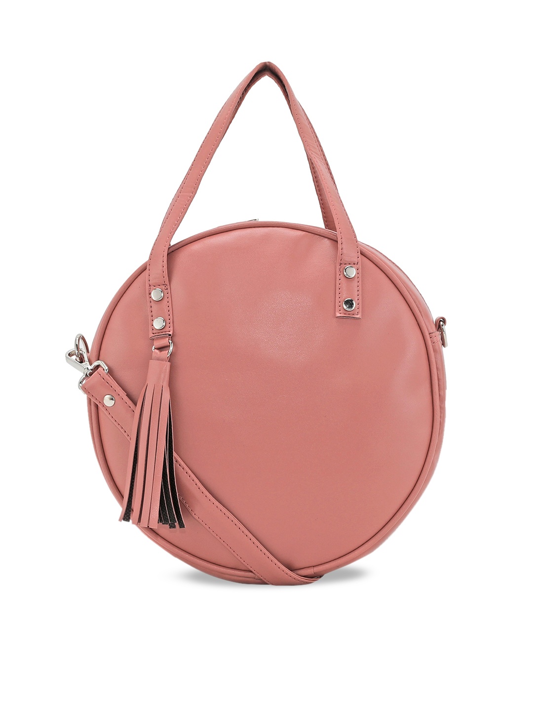 

Toteteca Pink PU Half Moon Handheld Bag with Tasselled