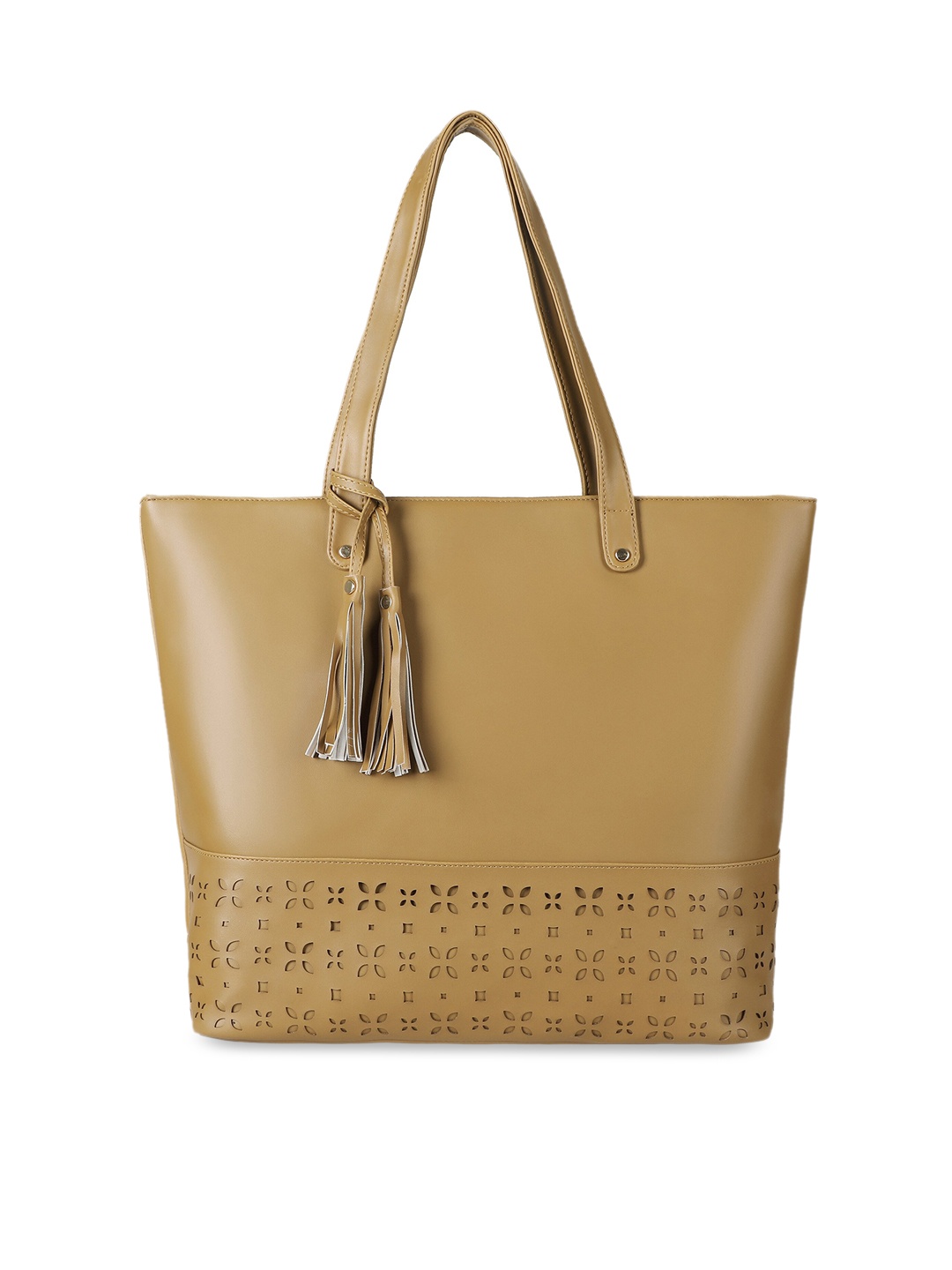 

Toteteca Tan PU Structured Shoulder Bag with Tasselled