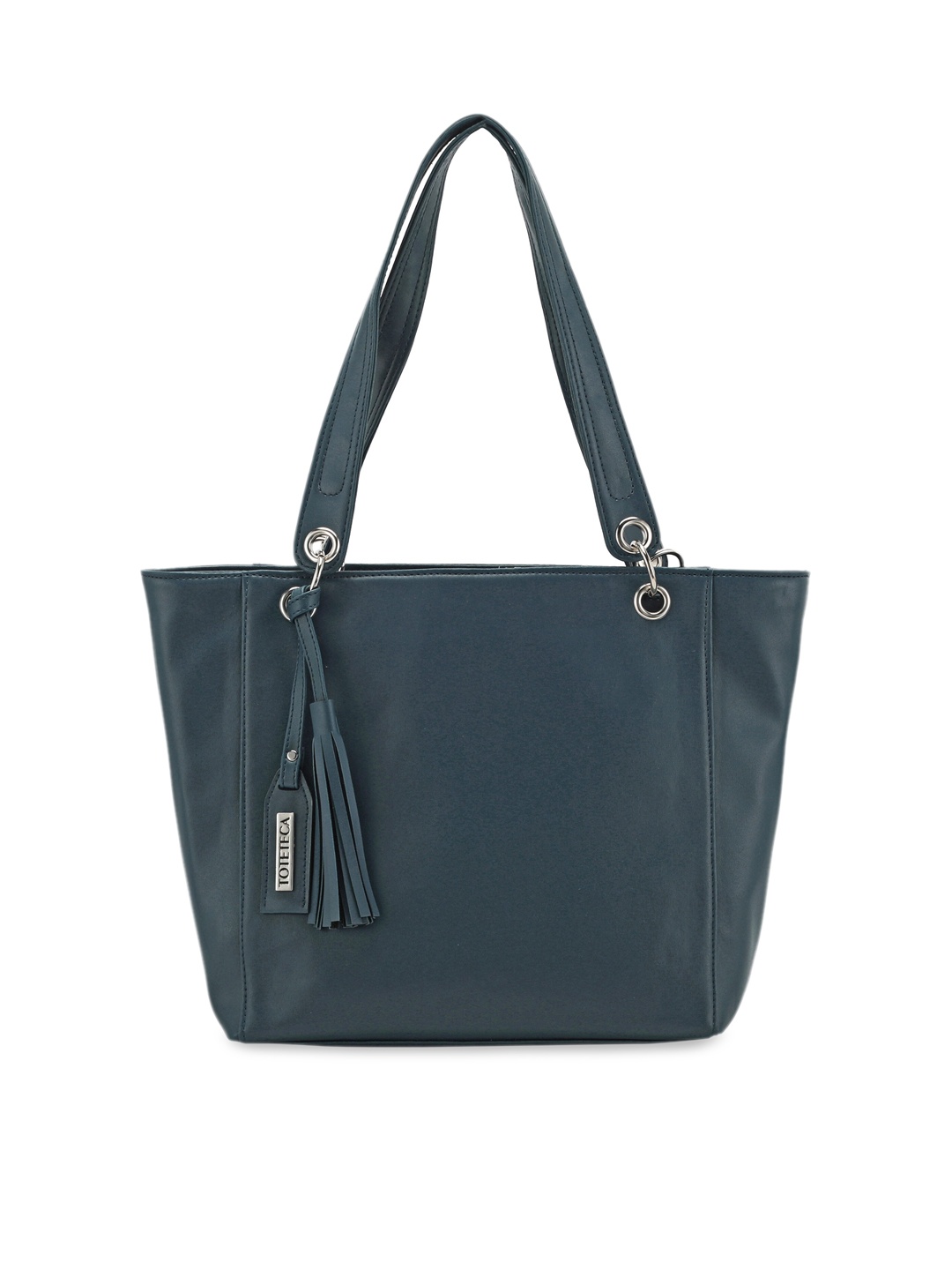 

Toteteca Blue PU Structured Handheld Bag with Tasselled