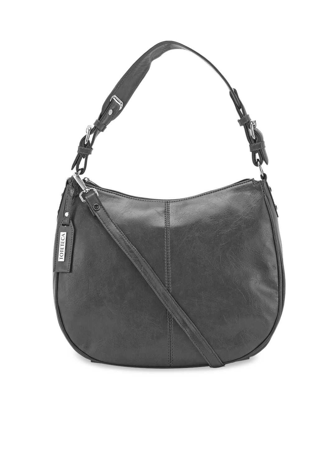 

Toteteca Grey PU Structured Hobo Bag