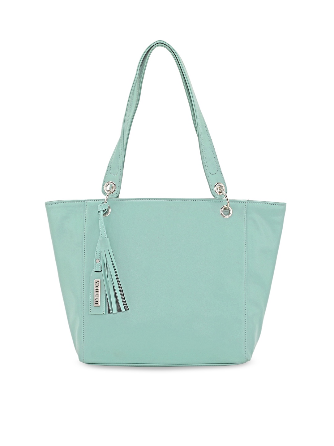 

Toteteca Green PU Oversized Structured Shoulder Bag with Tasselled