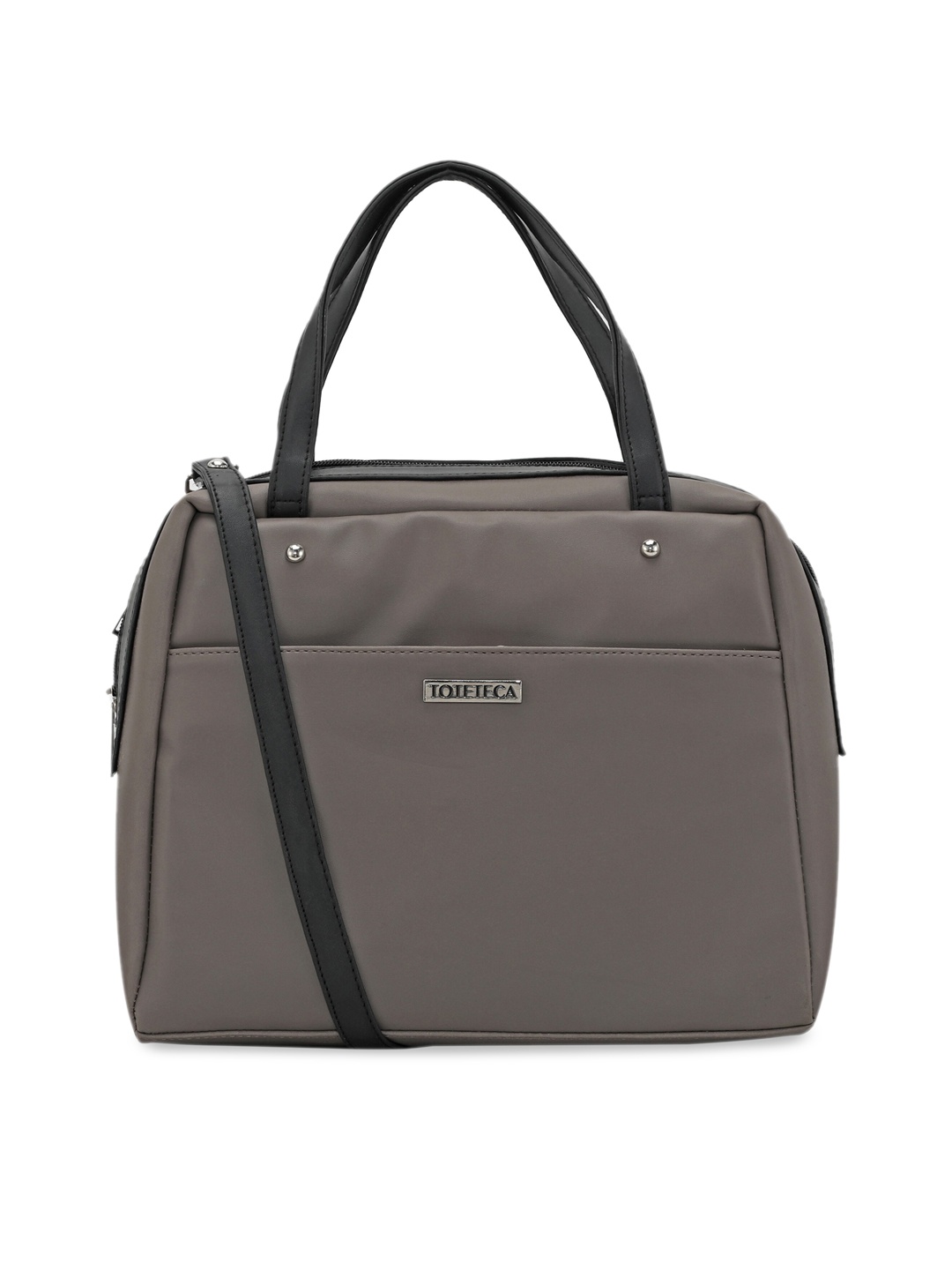 

Toteteca Grey PU Structured Handheld Bag with Tasselled