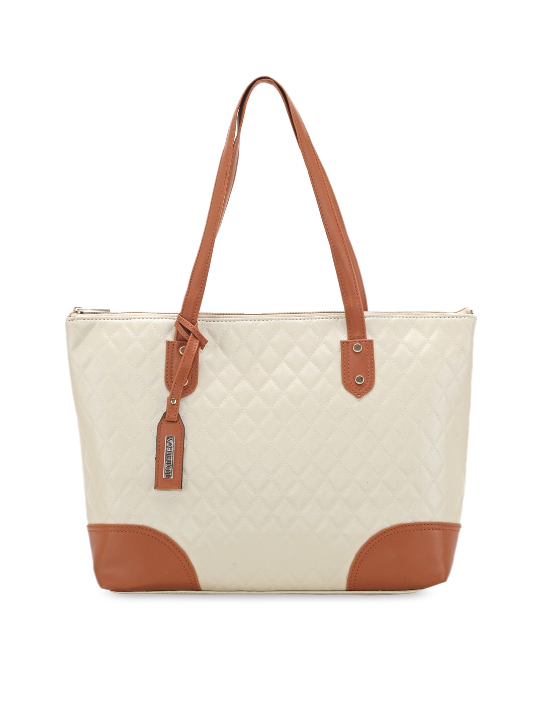 

Toteteca Gold-Toned Textured PU Structured Handheld Bag with Quilted