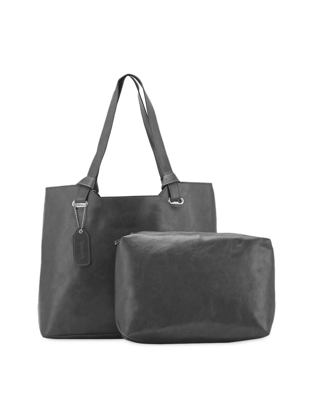 

Toteteca Grey PU Shopper Shoulder Bag