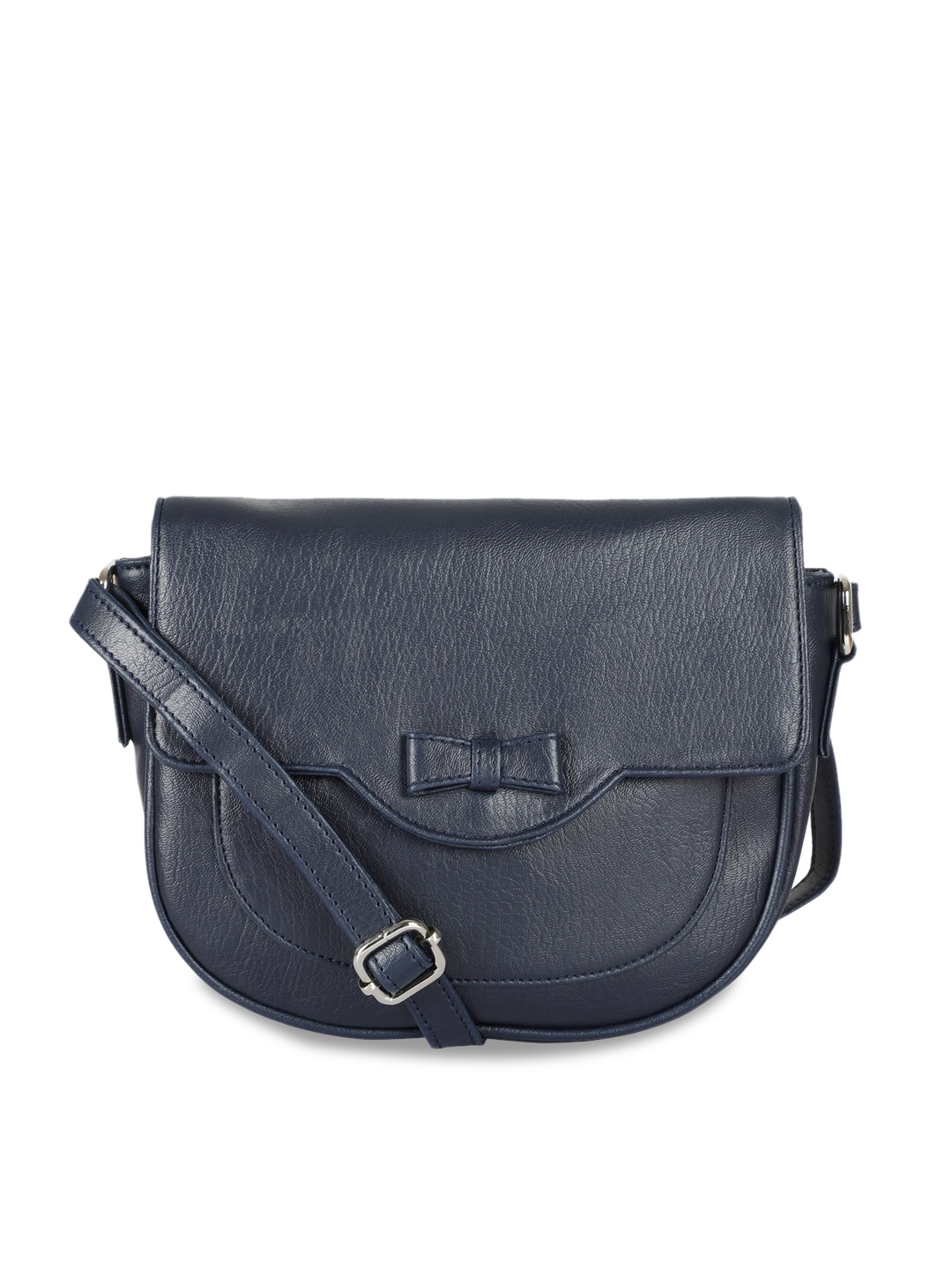 

Toteteca Blue PU Structured Sling Bag with Bow Detail