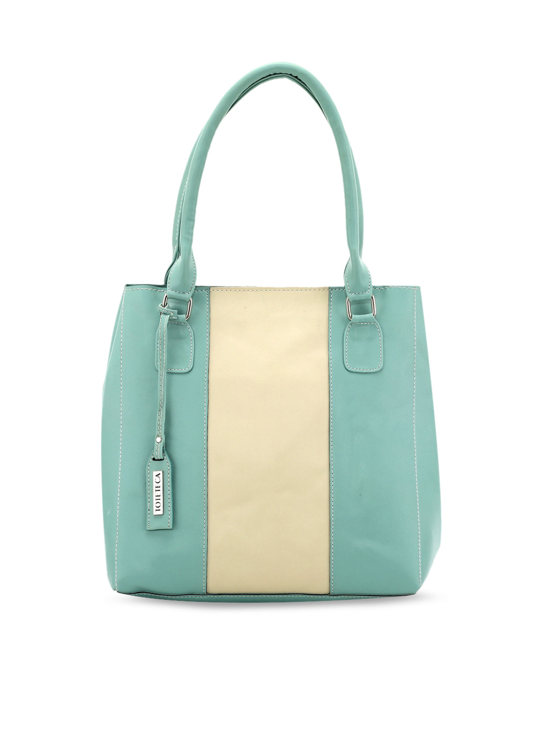 

Toteteca Green Colourblocked PU Structured Handheld Bag