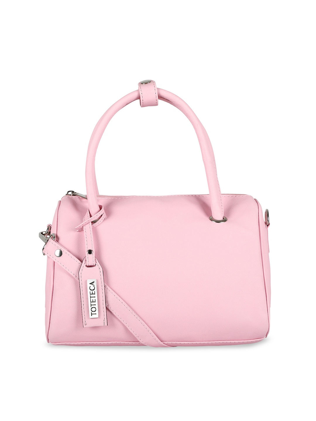 

Toteteca Pink PU Structured Shoulder Bag with Tasselled