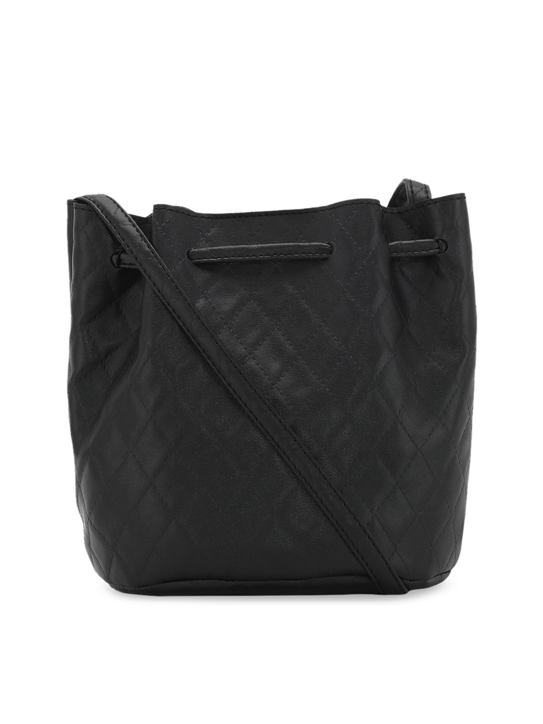 

Toteteca Women Black PU Bucket Sling Bag with Quilted