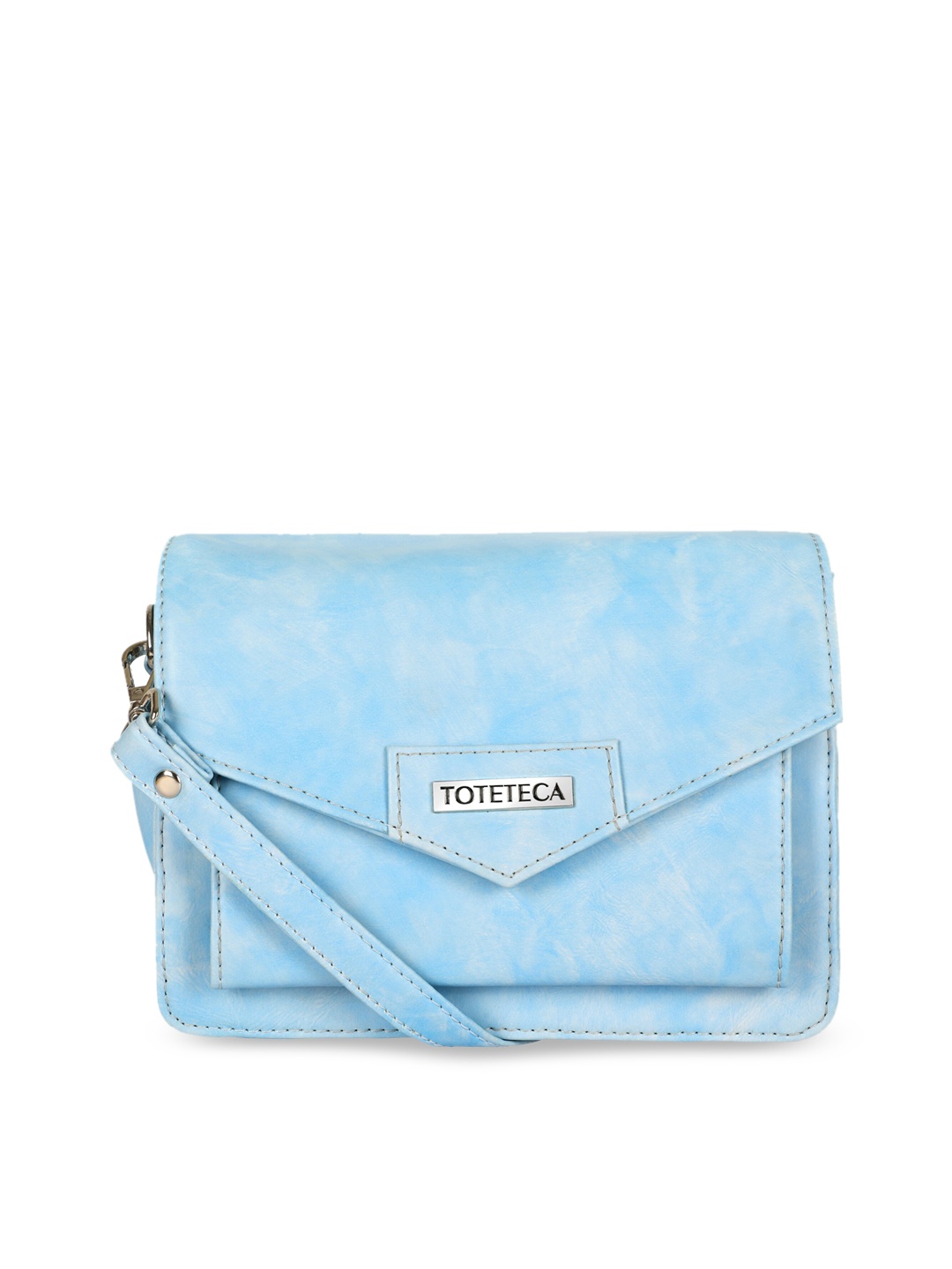 

Toteteca Blue PU Textured Sling Bag