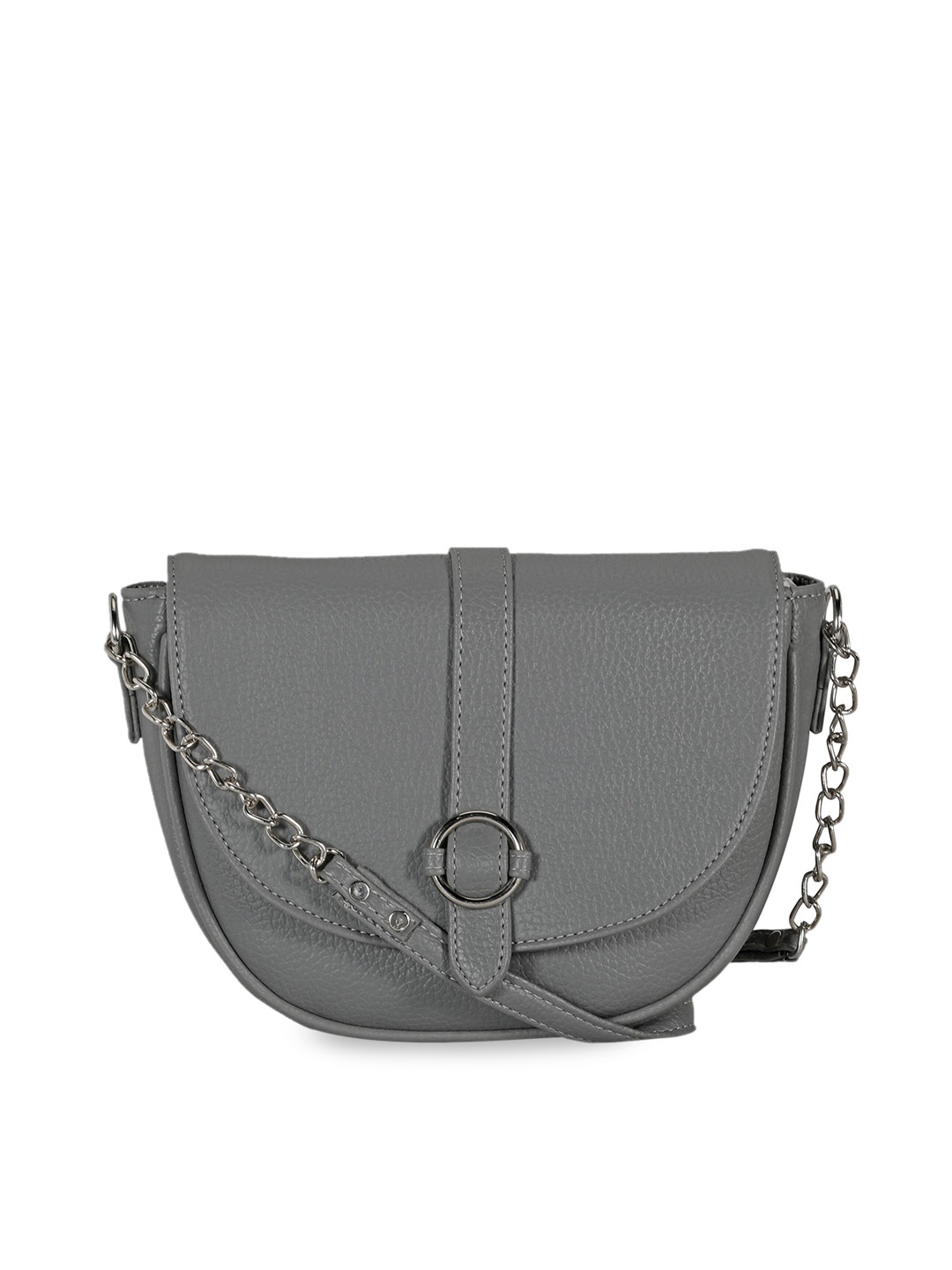 

Toteteca Grey Textured PU Half Moon Sling Bag