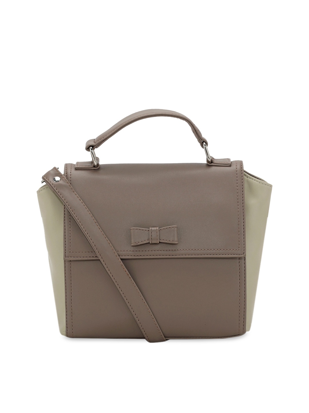 

Toteteca Beige PU Structured Sling Bag with Bow Detail