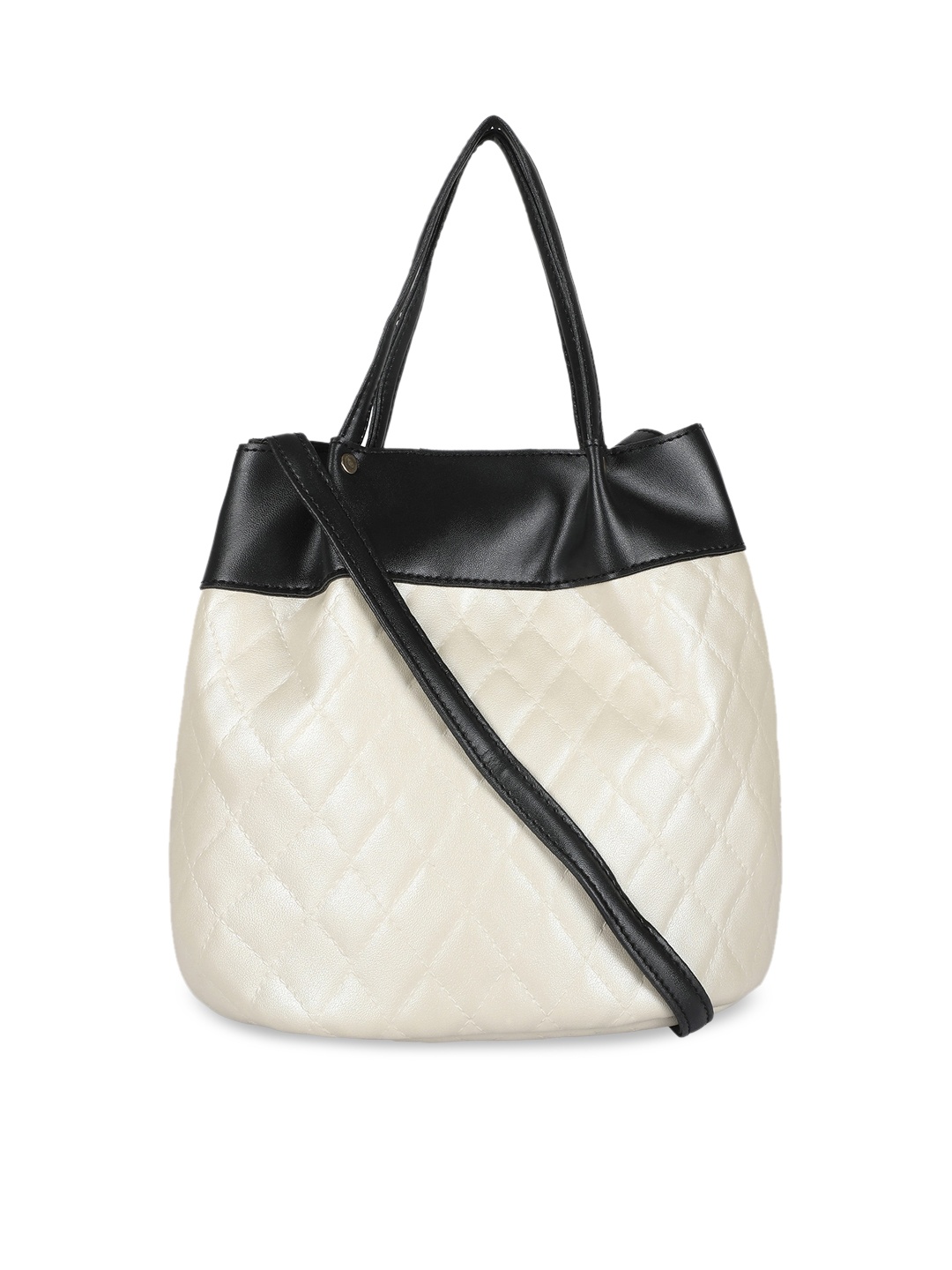 

Toteteca Off White Textured PU Bucket Shoulder Bag