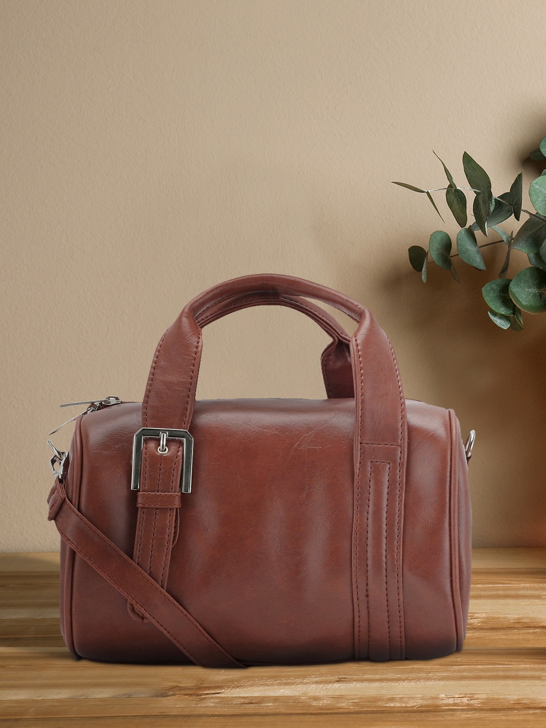 

Toteteca Brown PU Oversized Structured Handheld Bag