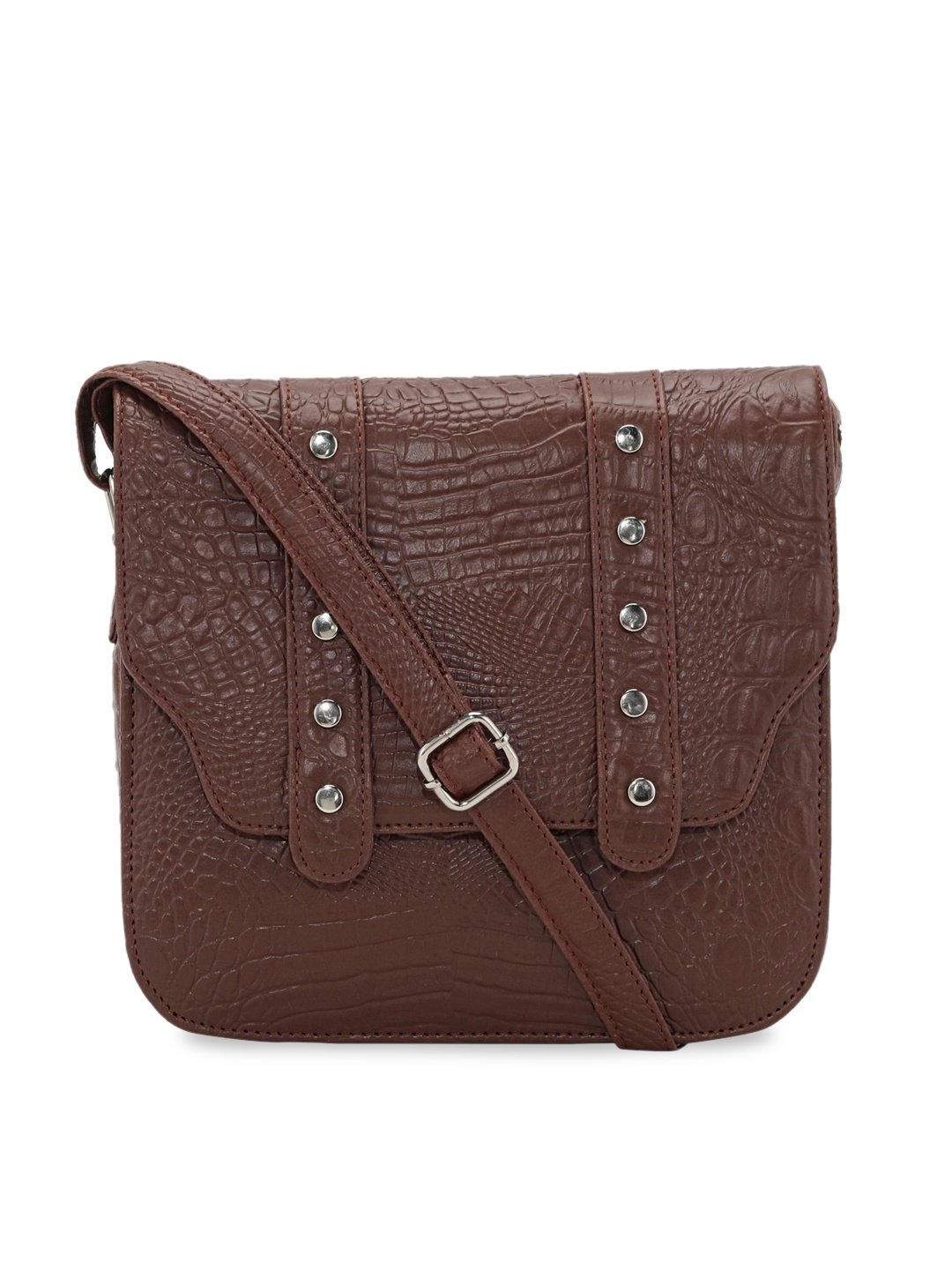 

Toteteca Brown Textured PU Structured Sling Bag with Quilted