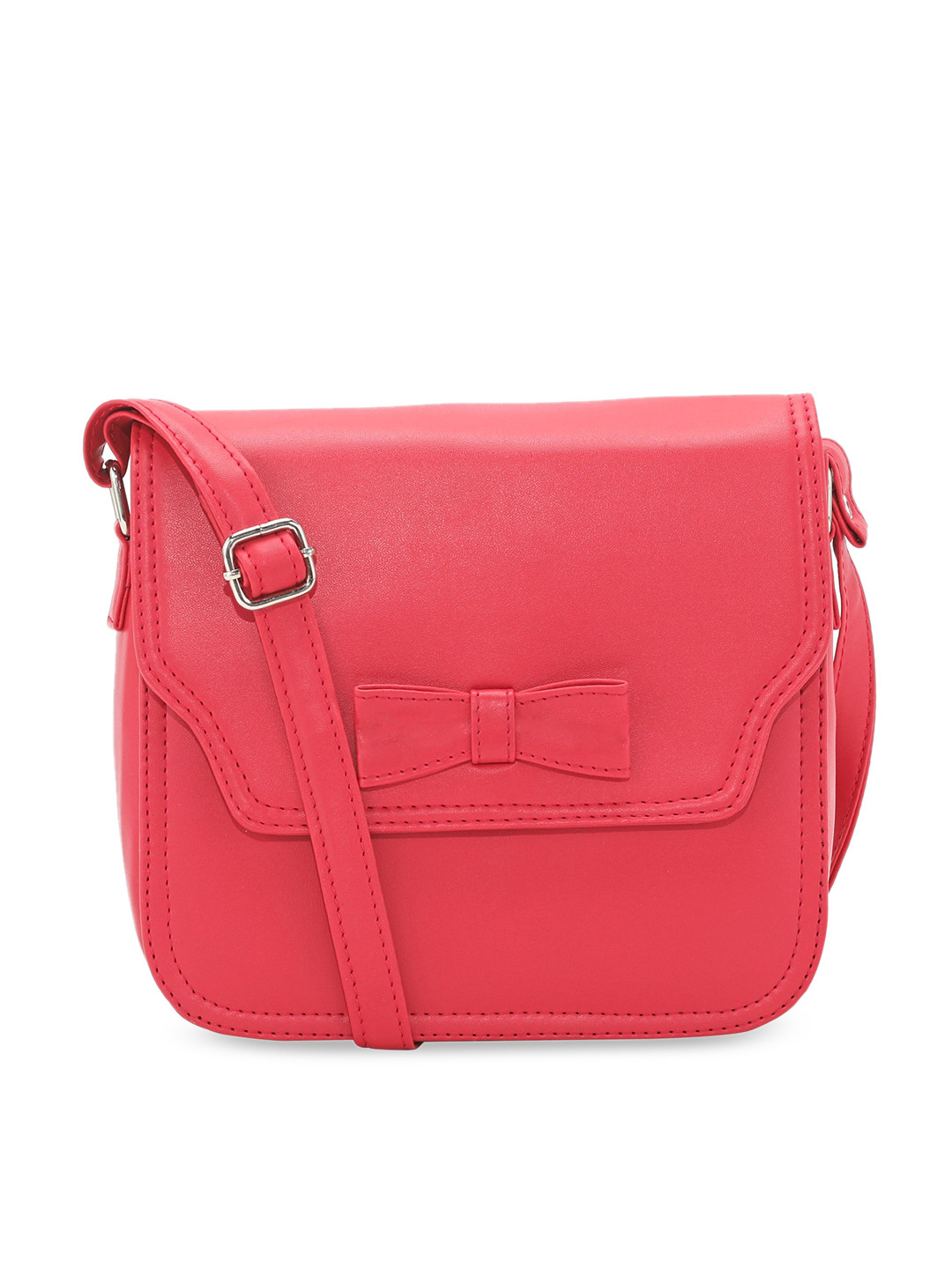 

Toteteca Pink PU Structured Sling Bag with Bow Detail
