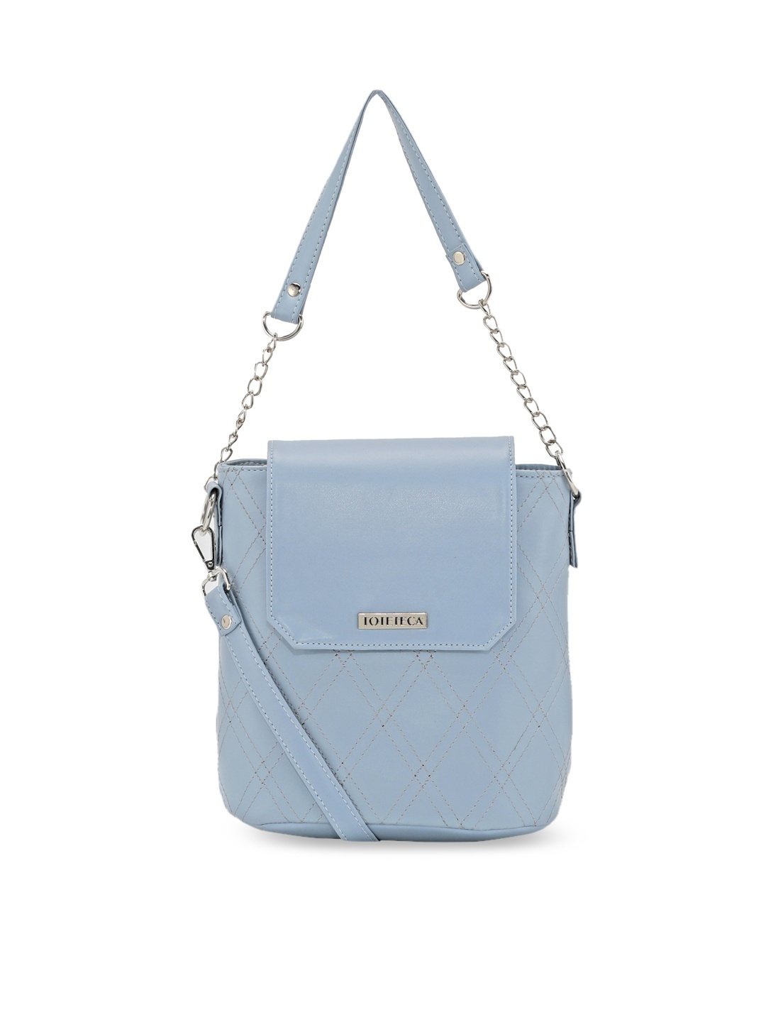 

Toteteca Blue PU Structured Shoulder Bag