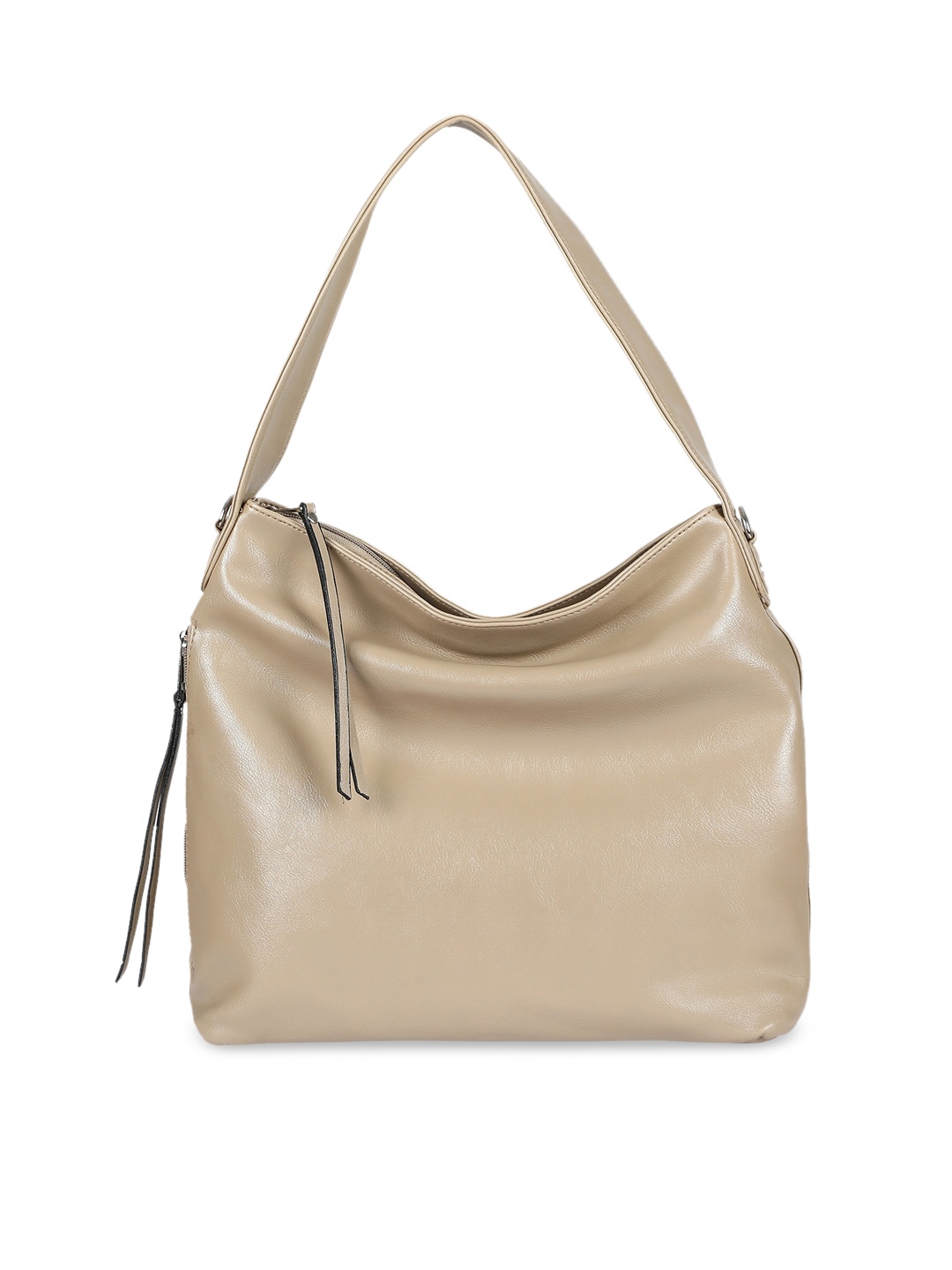 

Toteteca Beige PU Structured Hobo Bag with Tasselled