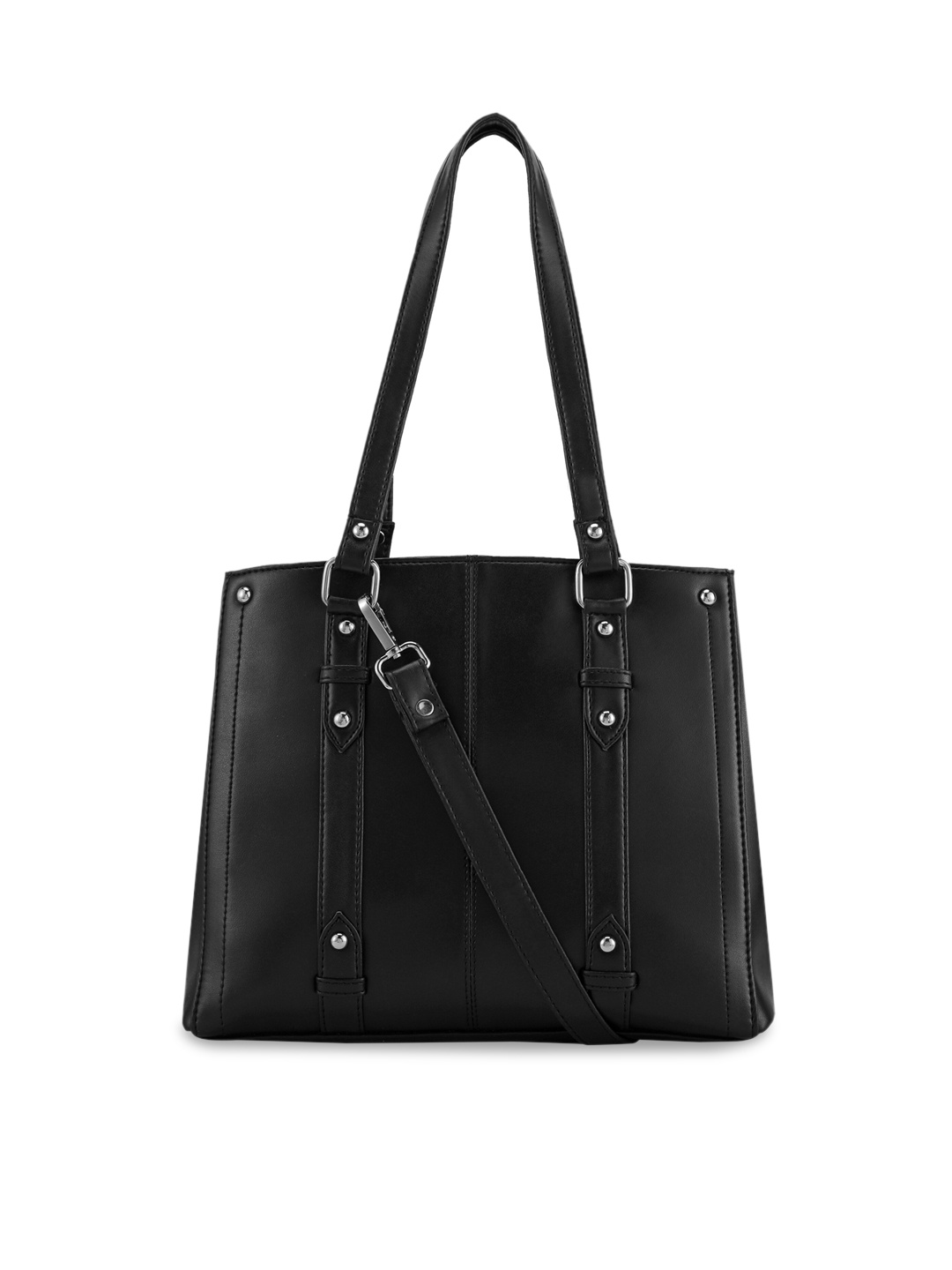 

Toteteca Black PU Structured Shoulder Bag