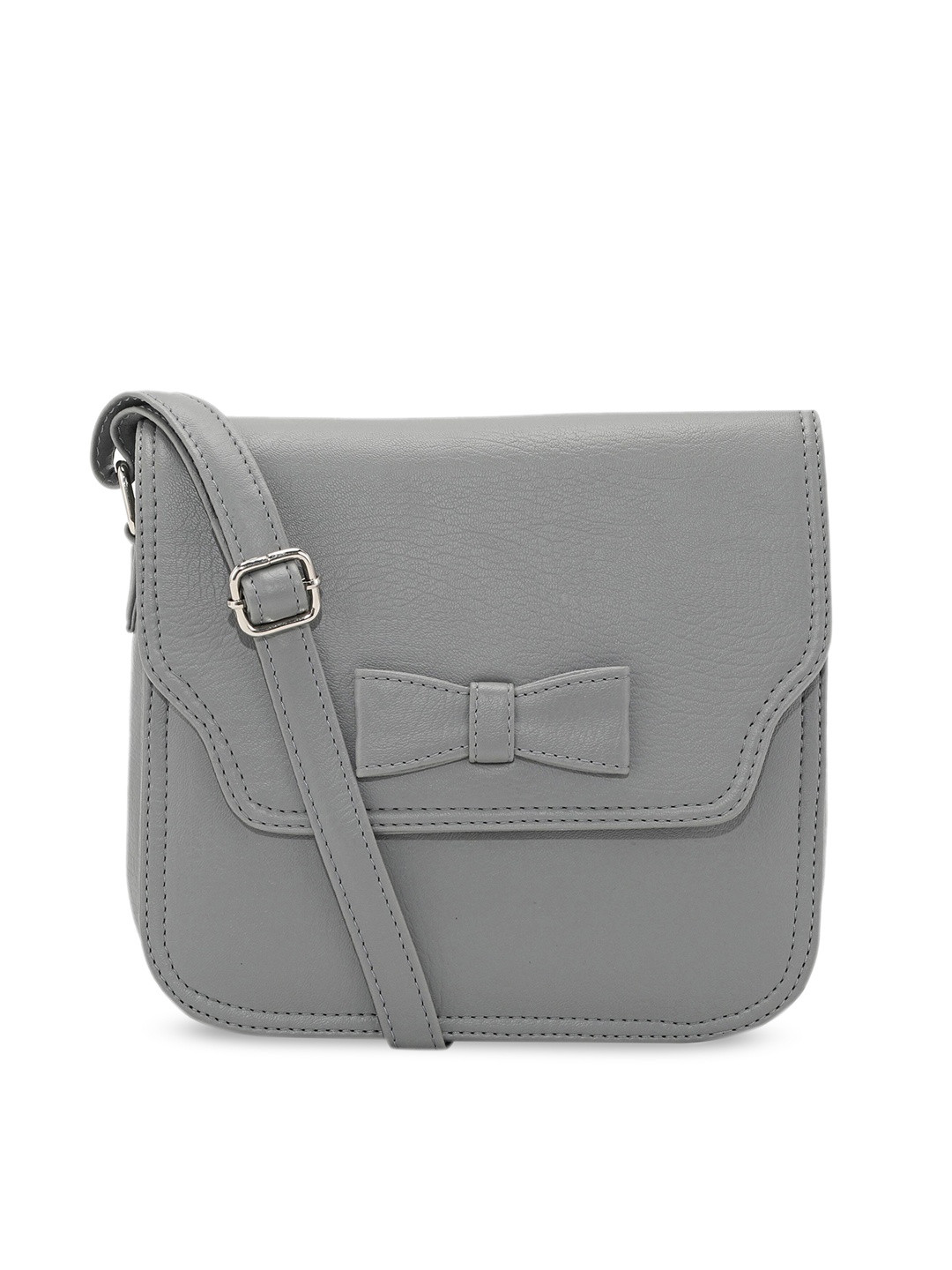 

Toteteca Grey PU Structured Sling Bag with Bow Detail