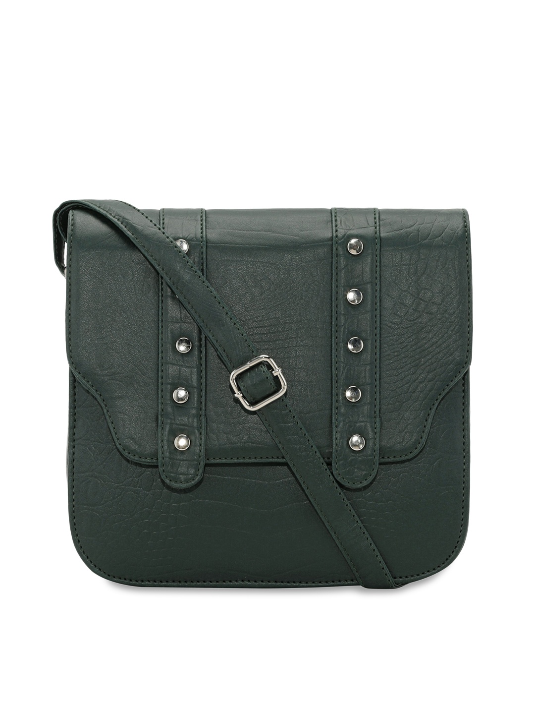 

Toteteca Green Animal Textured PU Structured Sling Bag