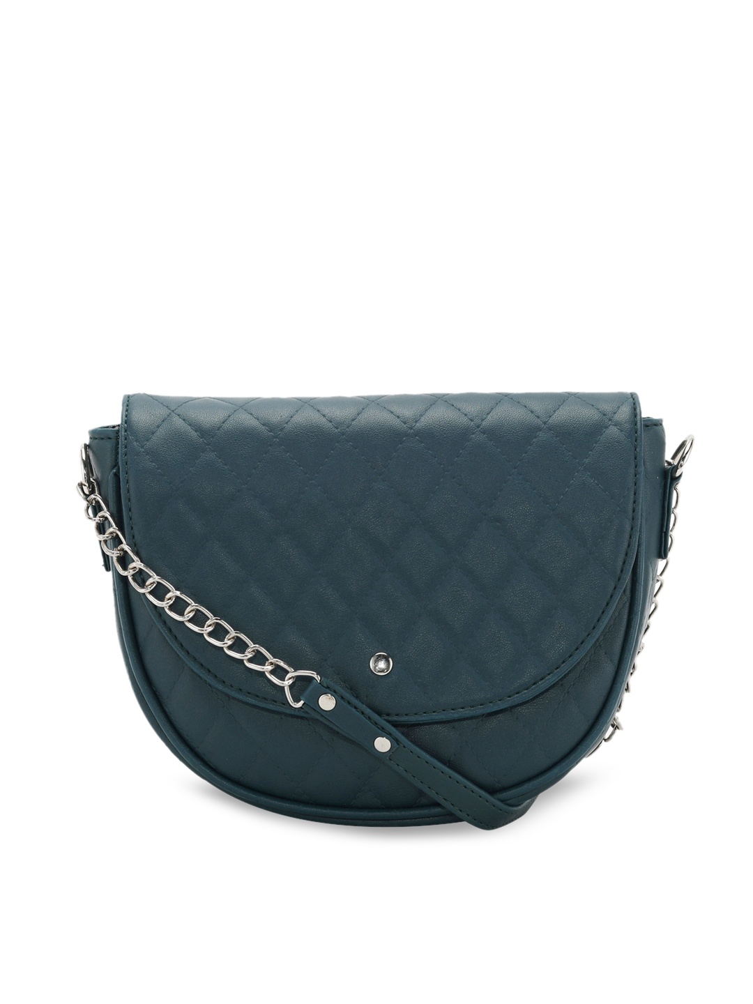 

Toteteca Teal Blue PU Quilted Sling Bag