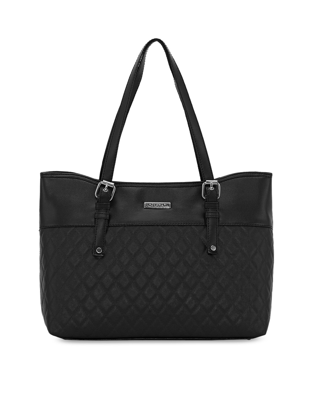 

Toteteca Black PU Quilted Shoulder Bag