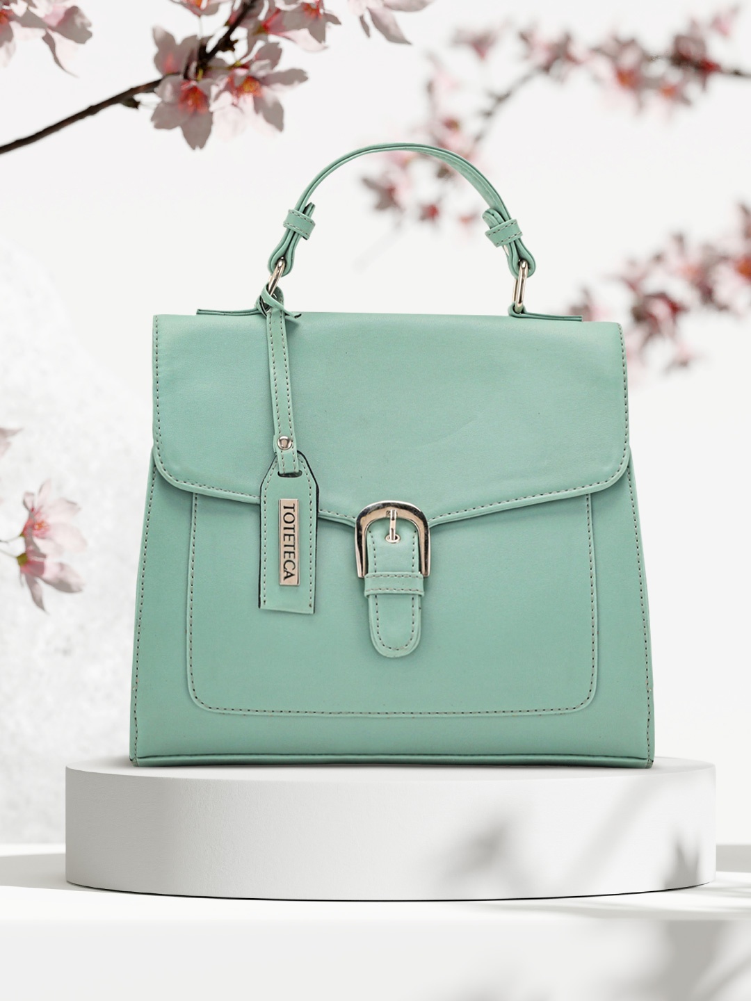 

Toteteca Sea Green PU Structured Satchel Bag