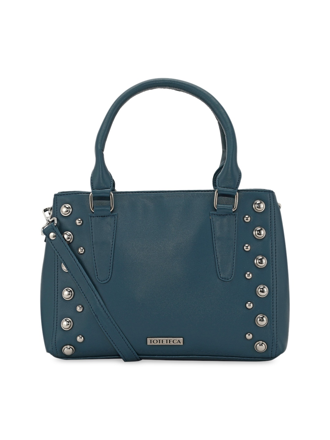 

Toteteca Blue Embellished PU Structured Handheld Bag