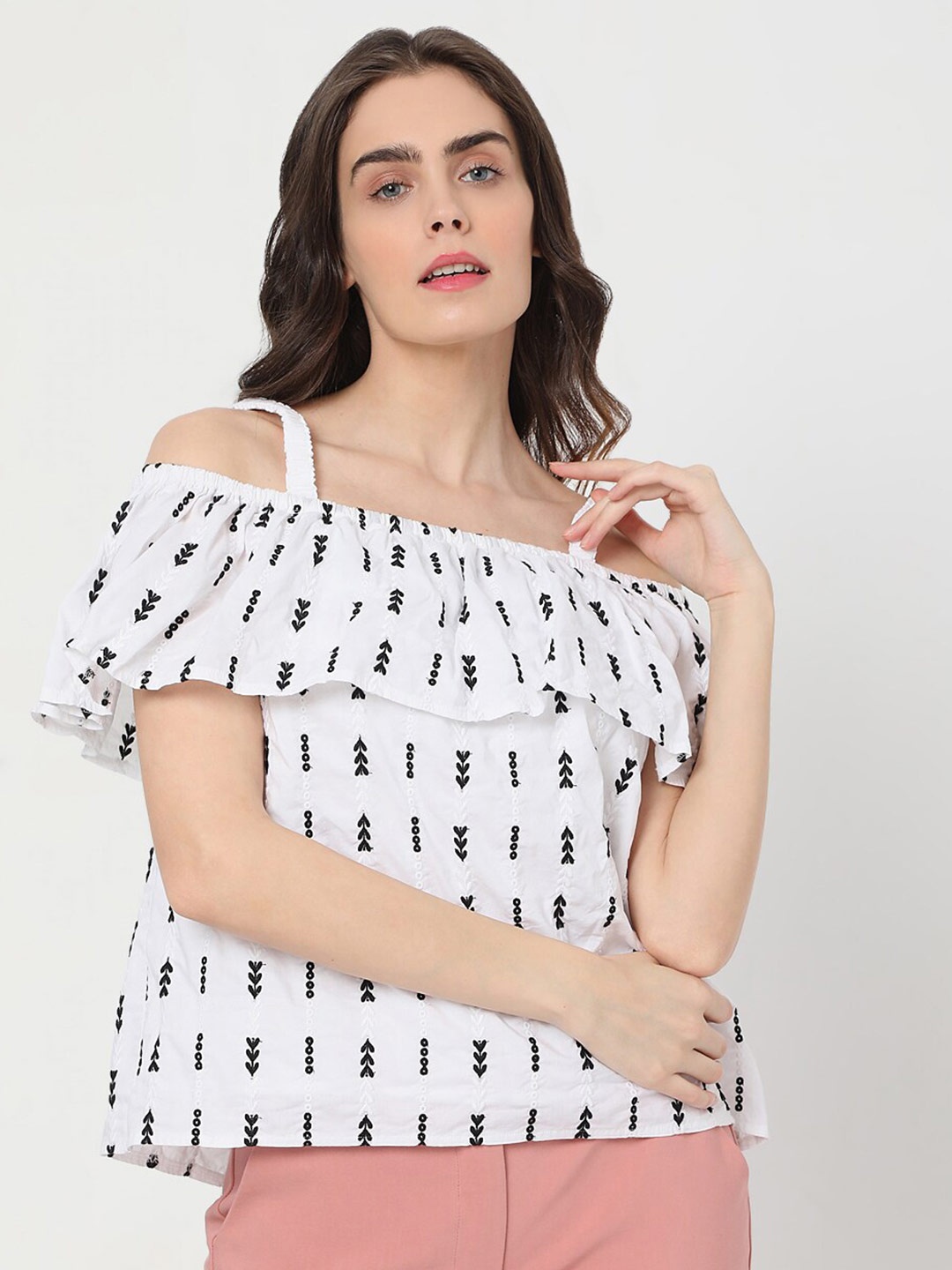 

Vero Moda White Printed Off-Shoulder Bardot Top