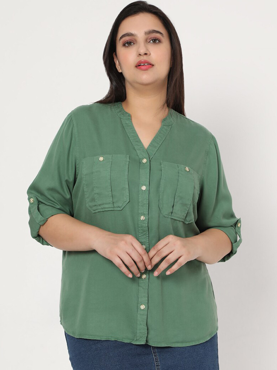 

Vero Moda Women Green Opaque Casual Shirt