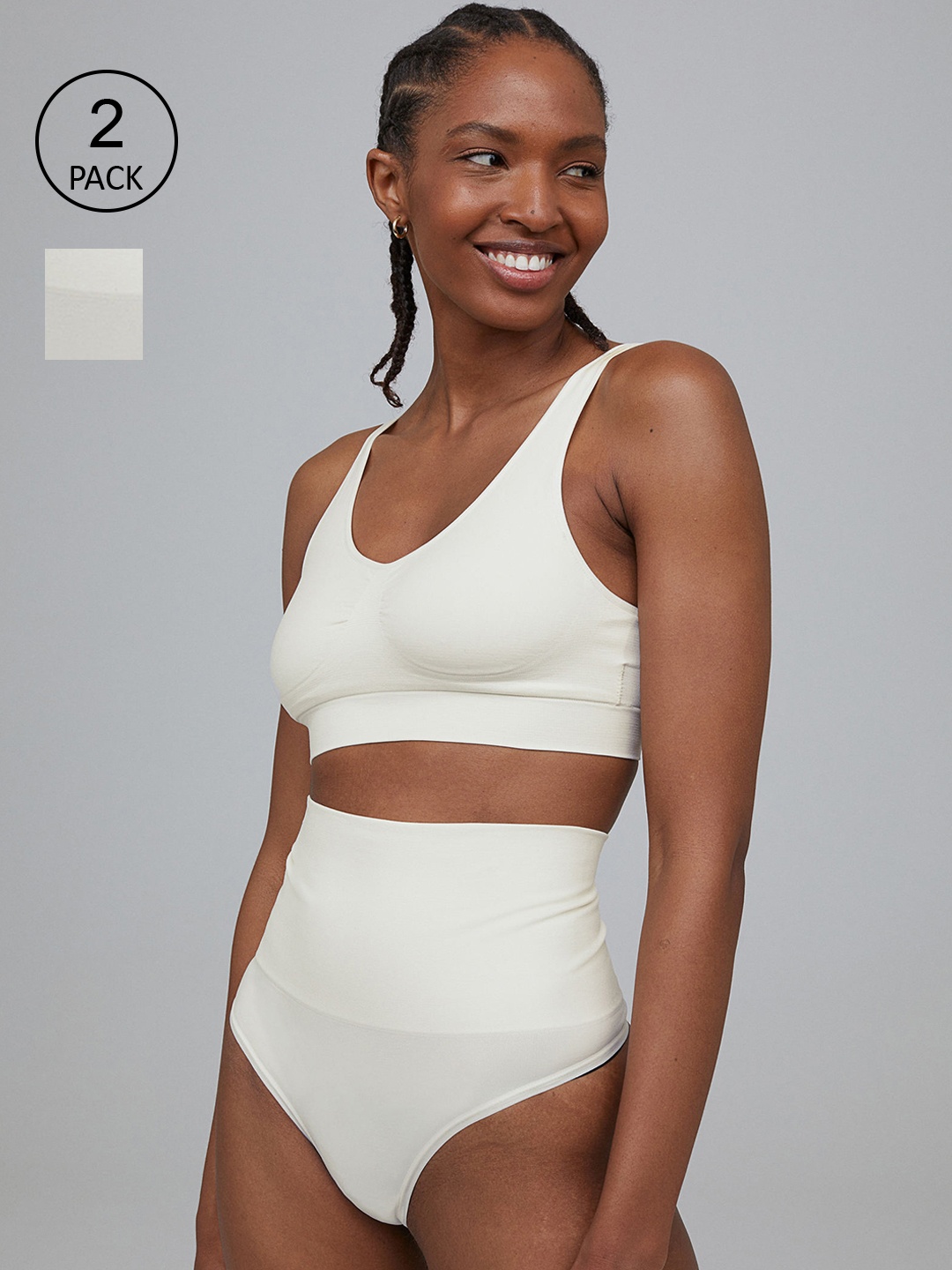 

H&M White 2-Pack Firm Shaping Thongs