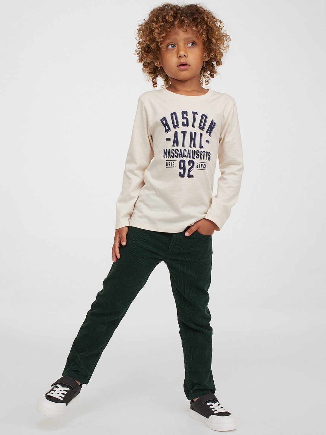 

H&M Boys Green Slim Fit Corduroy Trousers
