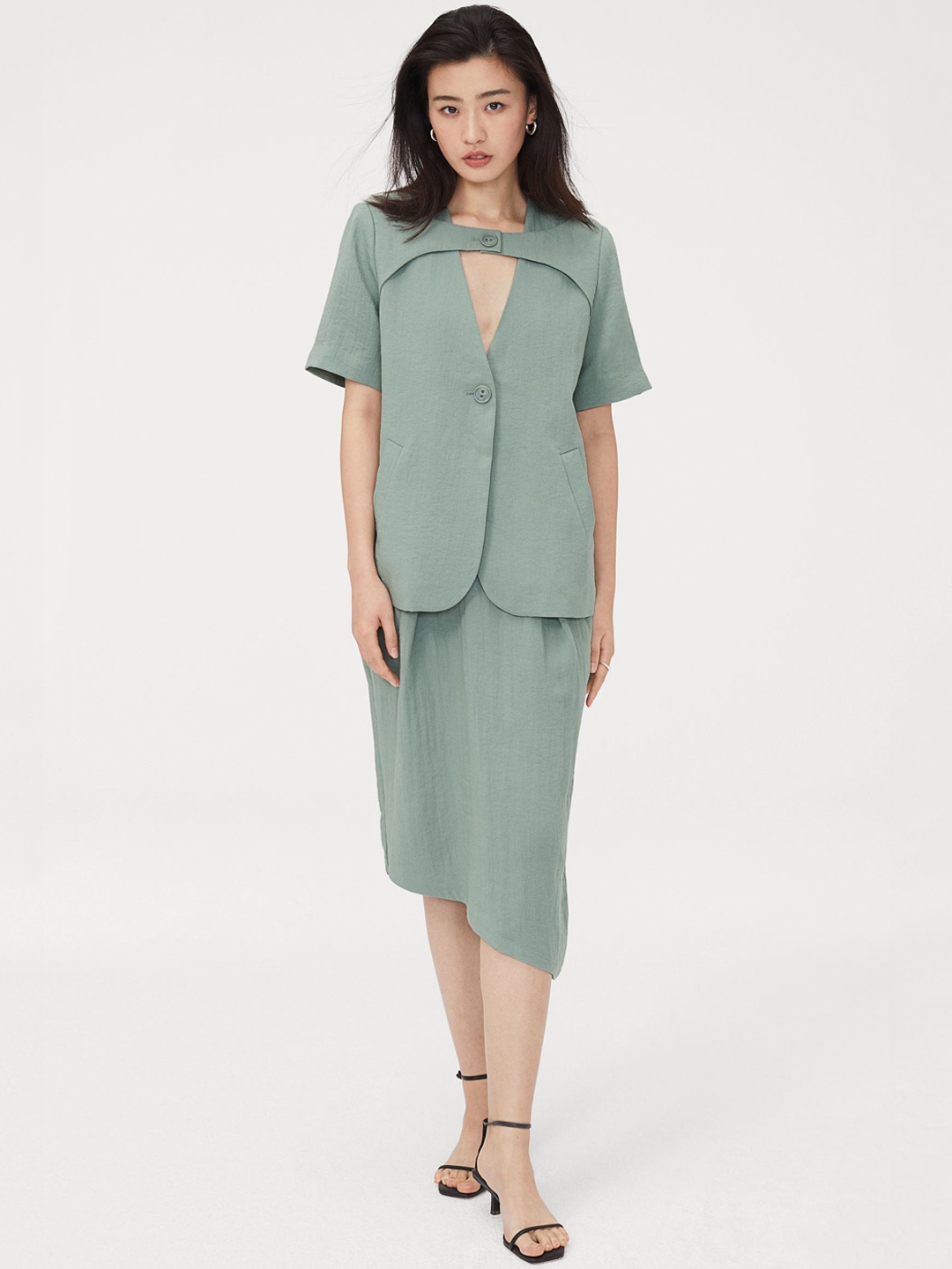 

H&M Women Green Tulip Skirt
