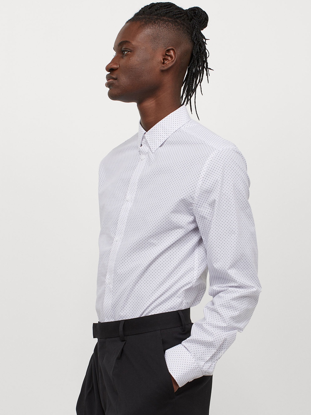 

H&M Men White Slim Fit Easy-iron shirt