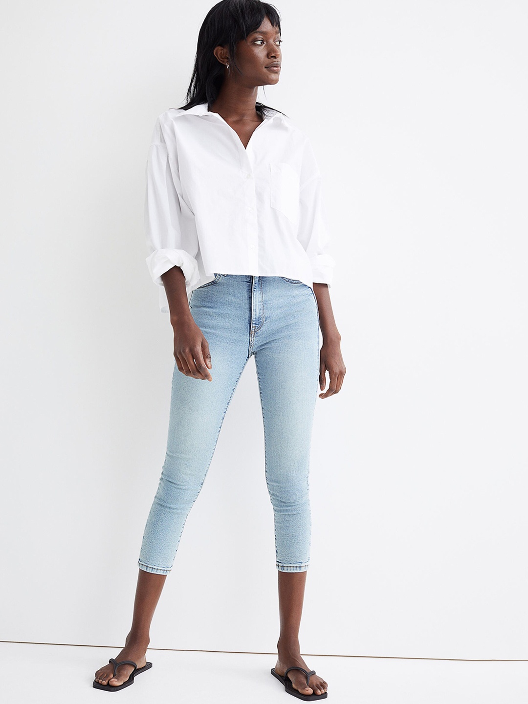 

H&M Women Blue Skinny High Cropped Jeans