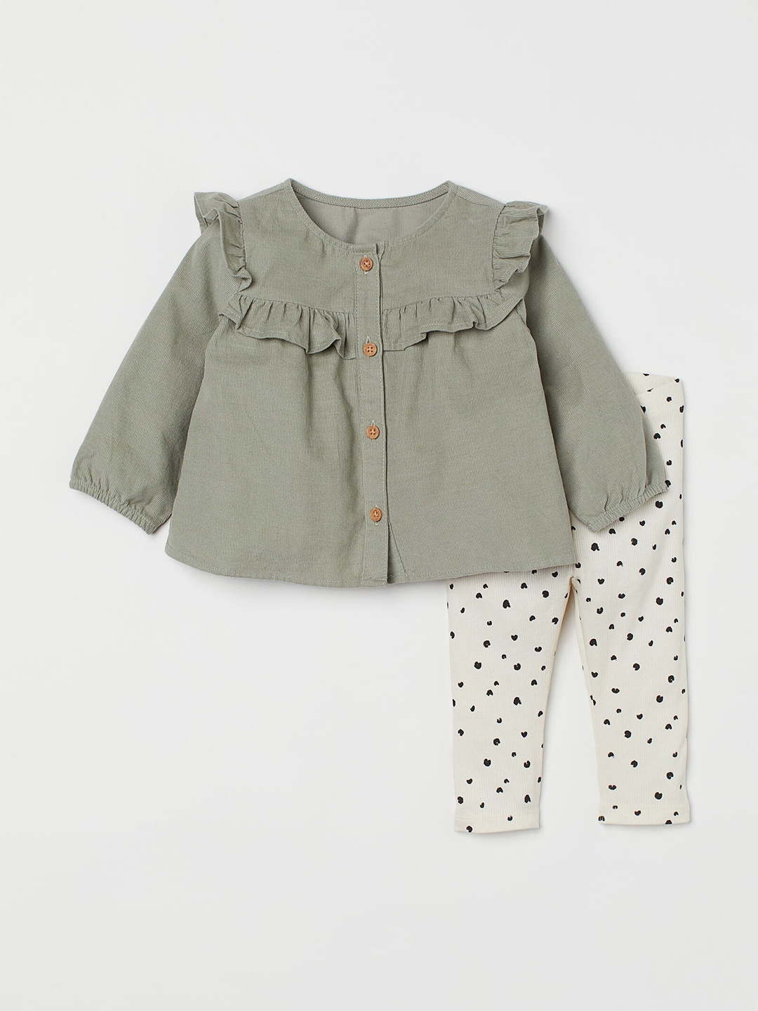 

H&M Girls White & Green 2-Piece Cotton Set