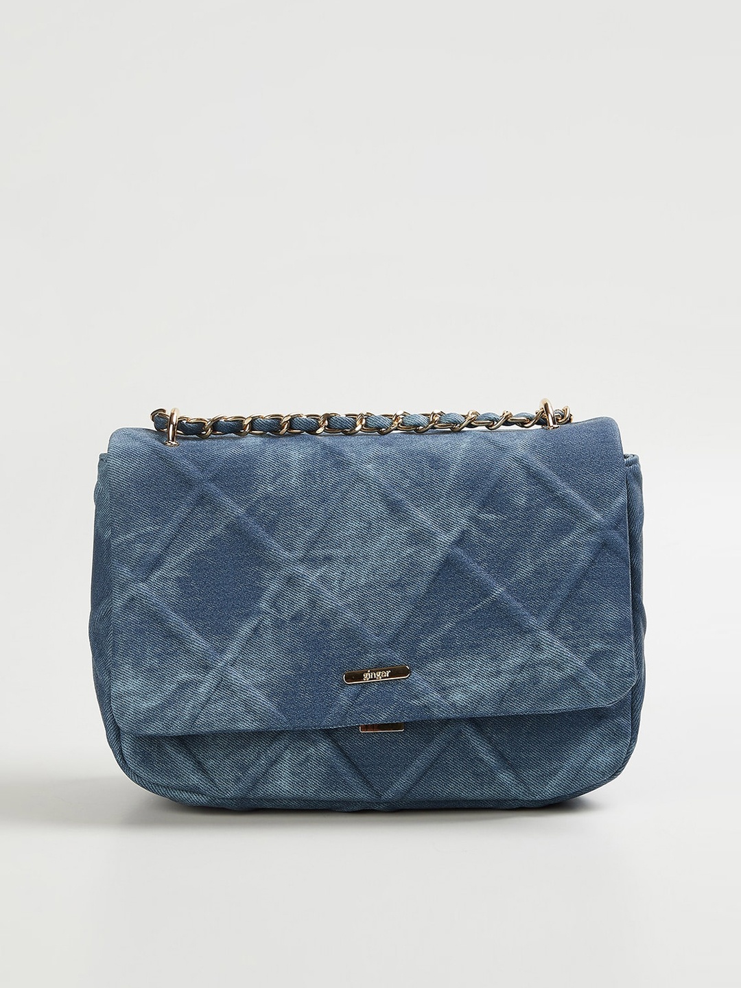 

Ginger by Lifestyle Blue Textured Structured Sling Bag